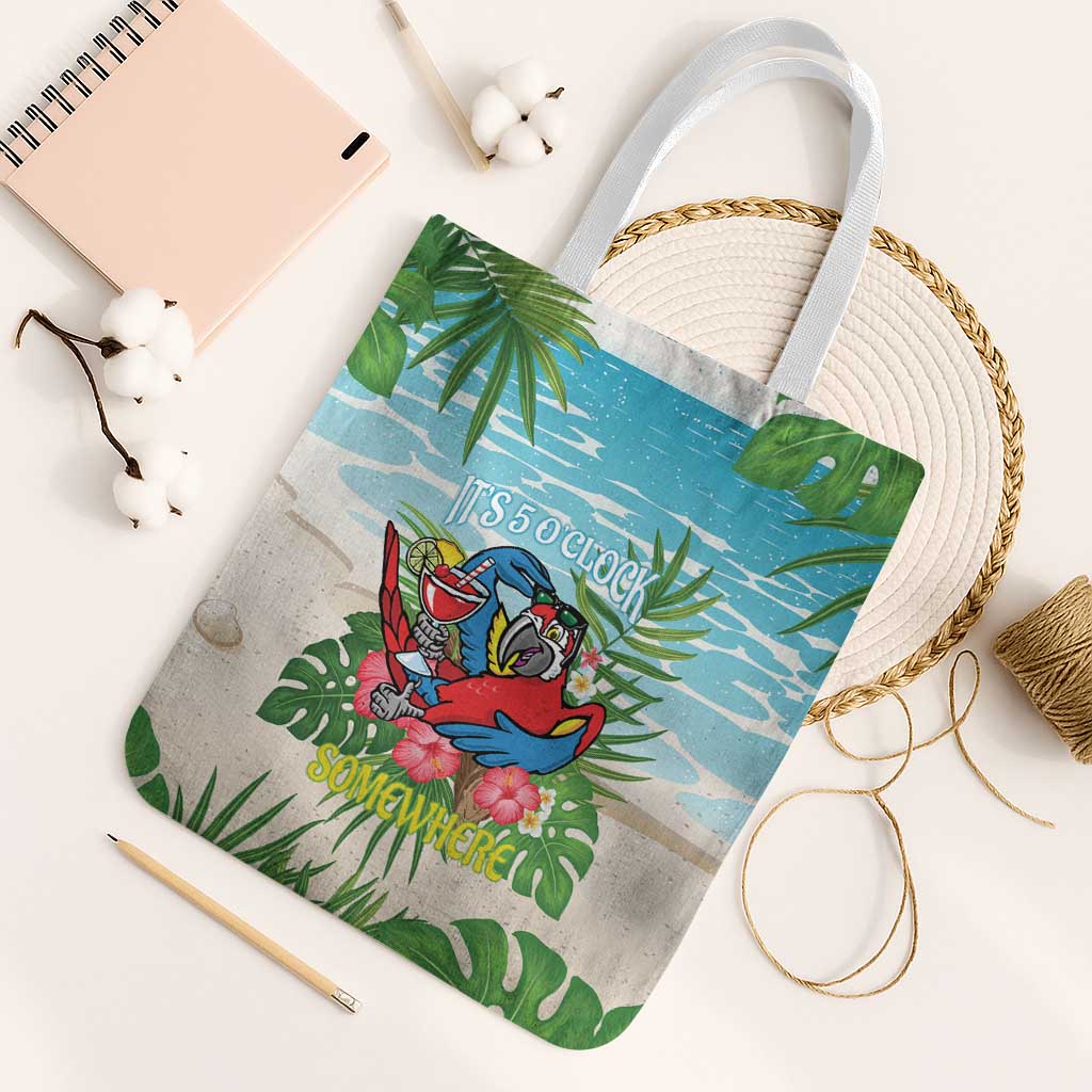 Guyana Christmas Tote Bag Chilling Macaw It's 5 o'clock Somewhere - Wonder Print Shop