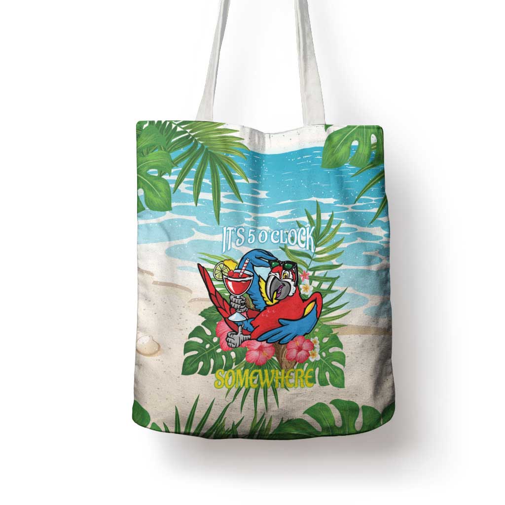 Guyana Christmas Tote Bag Chilling Macaw It's 5 o'clock Somewhere - Wonder Print Shop