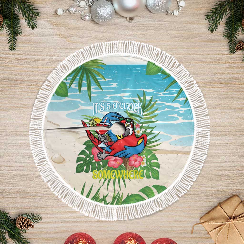 Guyana Christmas Tree Skirt Chilling Macaw It's 5 o'clock Somewhere - Wonder Print Shop