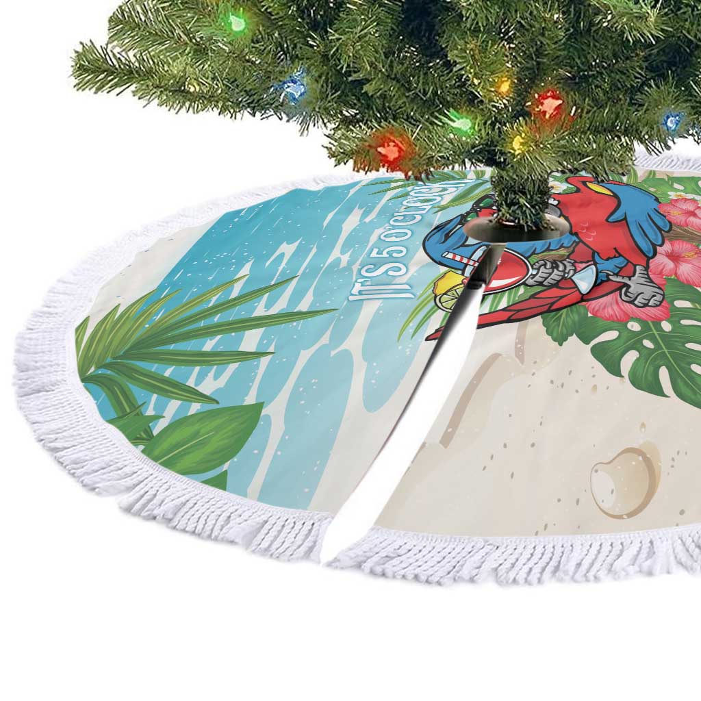 Guyana Christmas Tree Skirt Chilling Macaw It's 5 o'clock Somewhere - Wonder Print Shop
