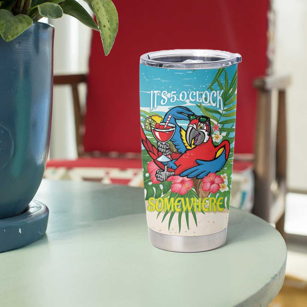 Guyana Christmas Tumbler Cup Chilling Macaw It's 5 o'clock Somewhere - Wonder Print Shop