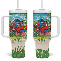 Guyana Christmas Tumbler With Handle Chilling Macaw It's 5 o'clock Somewhere - Wonder Print Shop