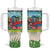 Guyana Christmas Tumbler With Handle Chilling Macaw It's 5 o'clock Somewhere - Wonder Print Shop