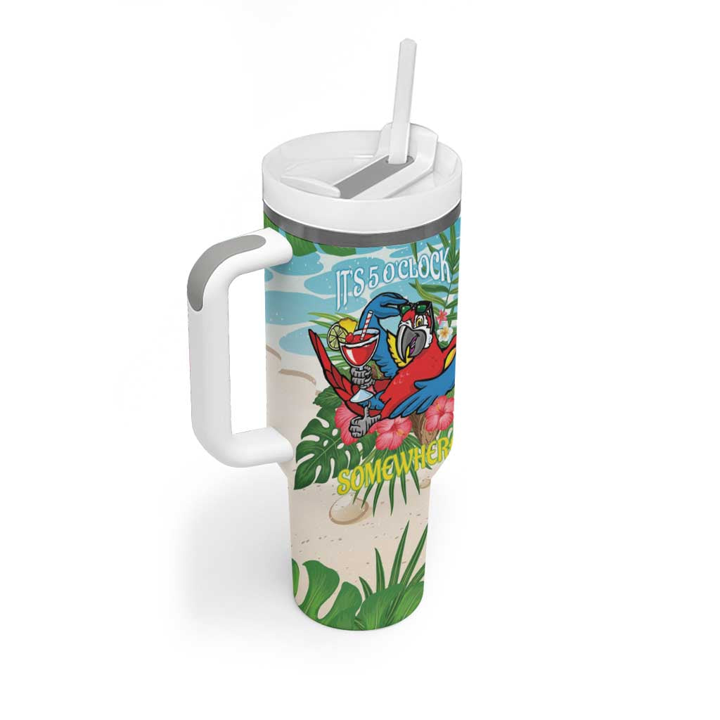Guyana Christmas Tumbler With Handle Chilling Macaw It's 5 o'clock Somewhere - Wonder Print Shop