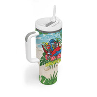 Guyana Christmas Tumbler With Handle Chilling Macaw It's 5 o'clock Somewhere - Wonder Print Shop