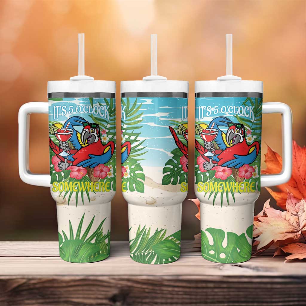 Guyana Christmas Tumbler With Handle Chilling Macaw It's 5 o'clock Somewhere - Wonder Print Shop