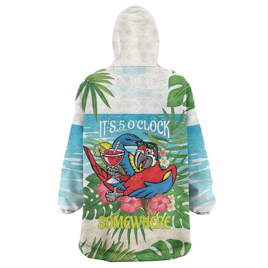 Guyana Christmas Wearable Blanket Hoodie Chilling Macaw It's 5 o'clock Somewhere - Wonder Print Shop