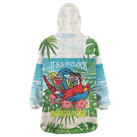 Guyana Christmas Wearable Blanket Hoodie Chilling Macaw It's 5 o'clock Somewhere - Wonder Print Shop