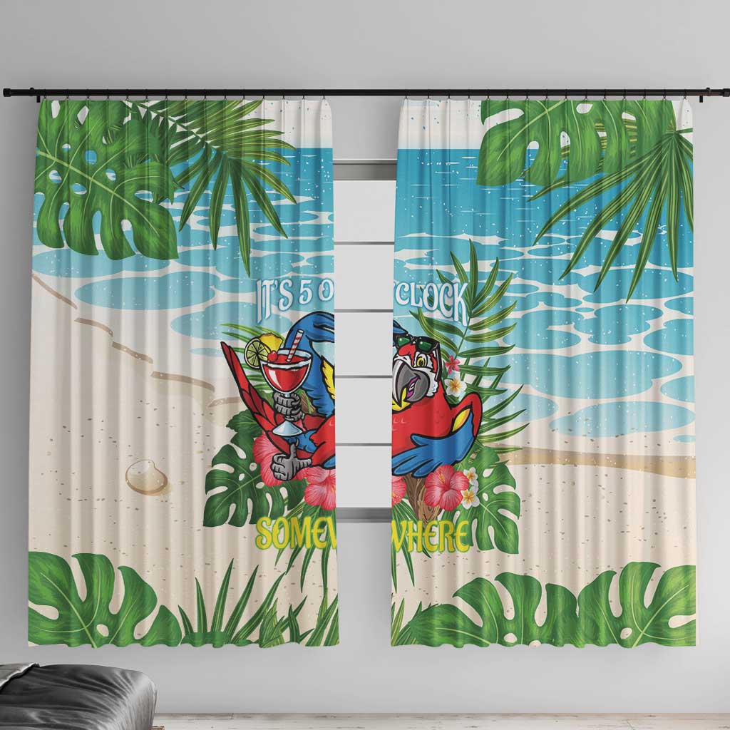 Guyana Christmas Window Curtain Chilling Macaw It's 5 o'clock Somewhere - Wonder Print Shop