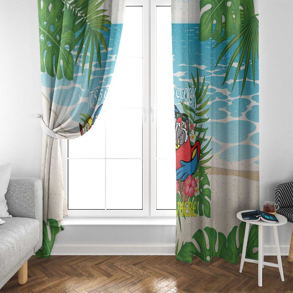 Guyana Christmas Window Curtain Chilling Macaw It's 5 o'clock Somewhere - Wonder Print Shop