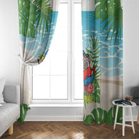 Guyana Christmas Window Curtain Chilling Macaw It's 5 o'clock Somewhere - Wonder Print Shop