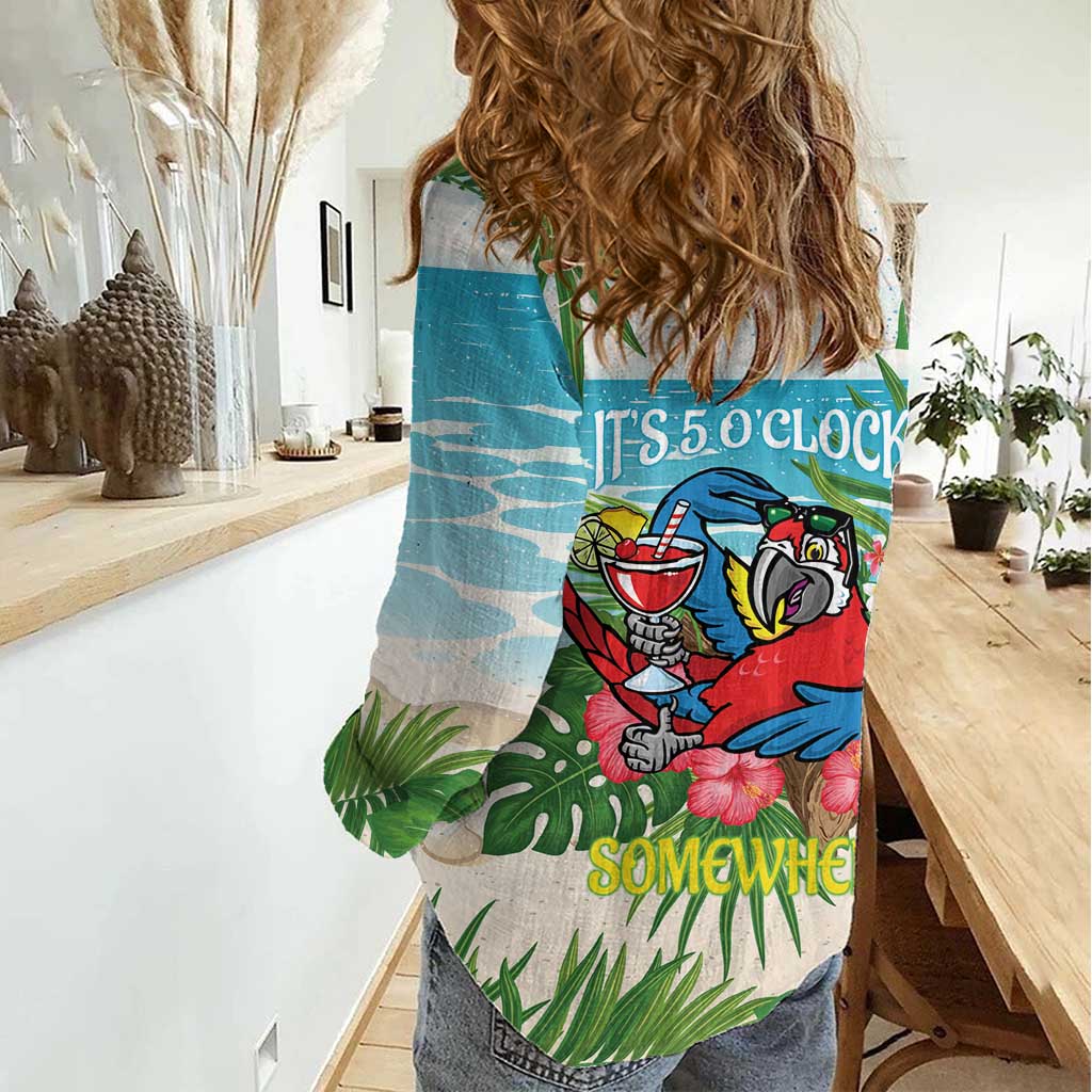 Guyana Christmas Women Casual Shirt Chilling Macaw It's 5 o'clock Somewhere - Wonder Print Shop