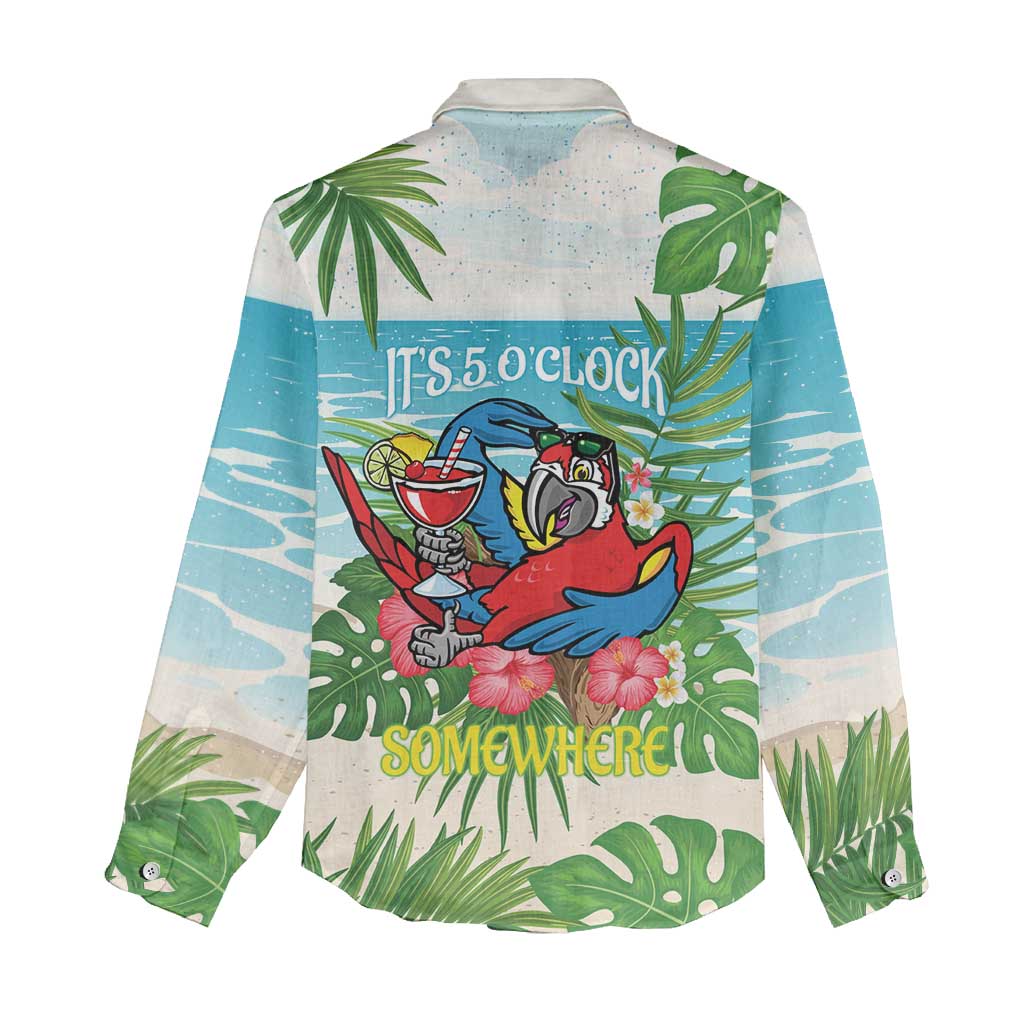 Guyana Christmas Women Casual Shirt Chilling Macaw It's 5 o'clock Somewhere - Wonder Print Shop