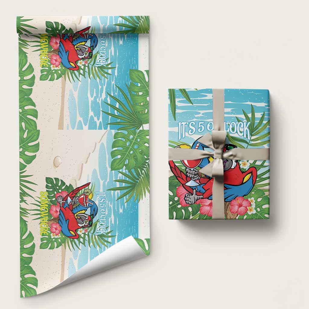 Guyana Christmas Wrapping Paper Chilling Macaw It's 5 o'clock Somewhere - Wonder Print Shop