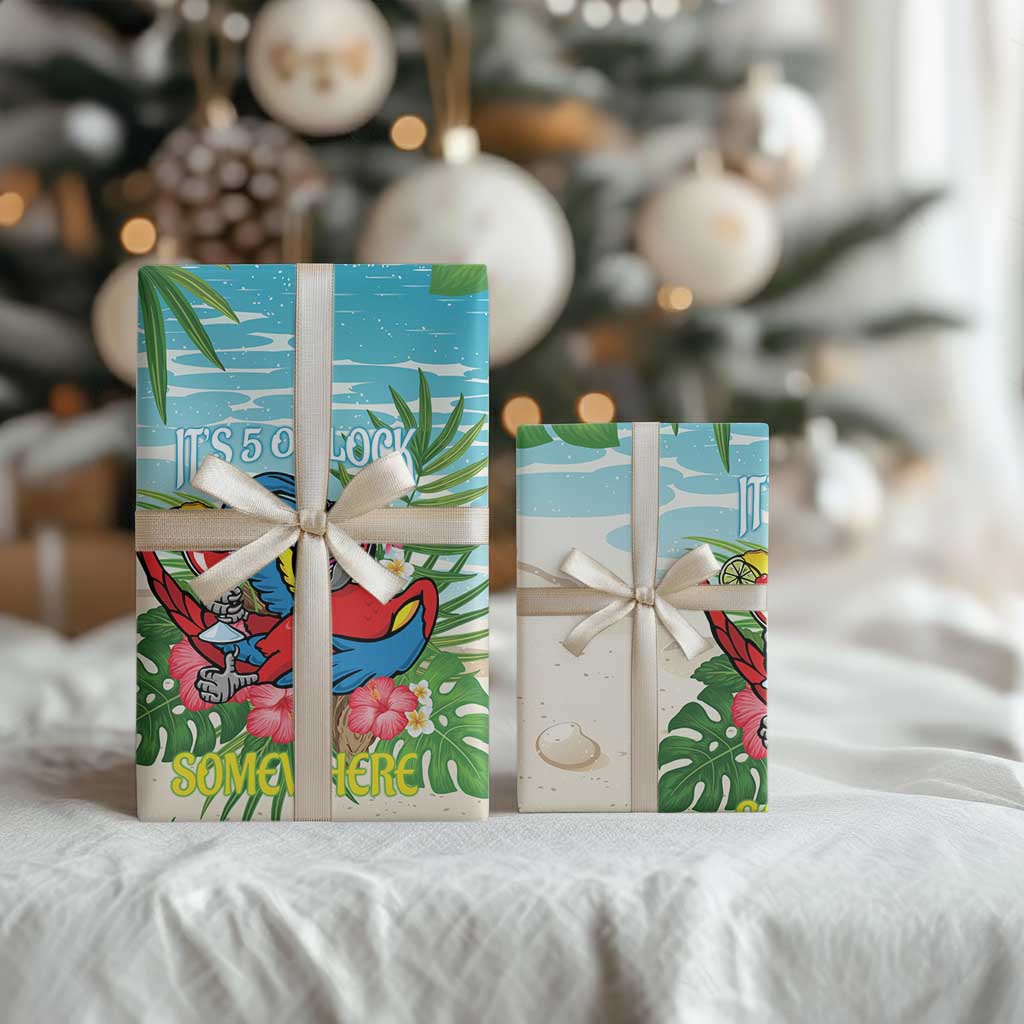 Guyana Christmas Wrapping Paper Chilling Macaw It's 5 o'clock Somewhere - Wonder Print Shop