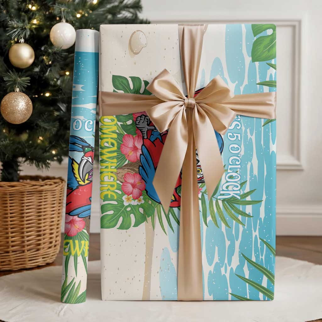 Guyana Christmas Wrapping Paper Chilling Macaw It's 5 o'clock Somewhere - Wonder Print Shop