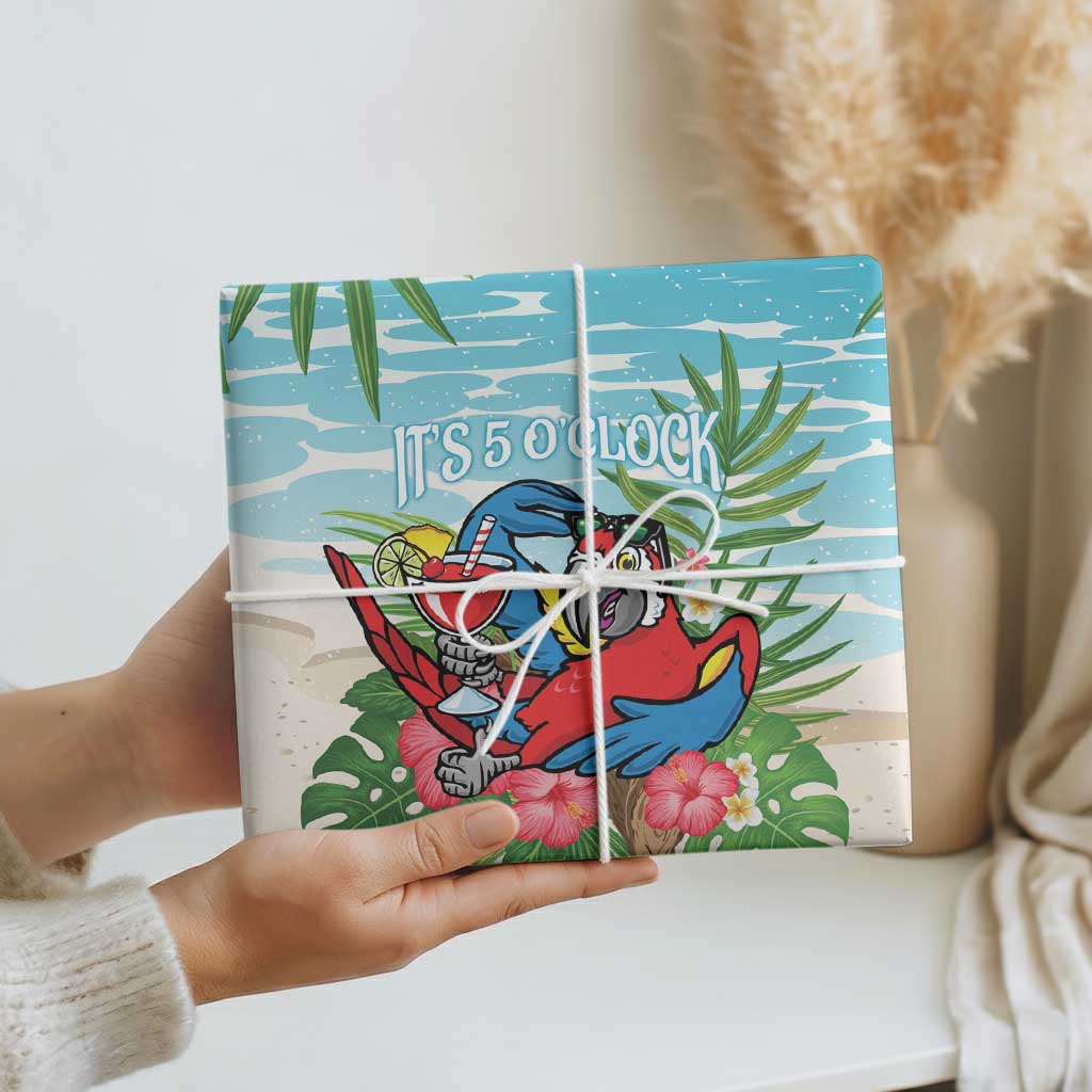 Guyana Christmas Wrapping Paper Chilling Macaw It's 5 o'clock Somewhere - Wonder Print Shop
