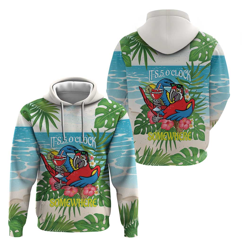 Guyana Christmas Zip Hoodie Chilling Macaw It's 5 o'clock Somewhere - Wonder Print Shop