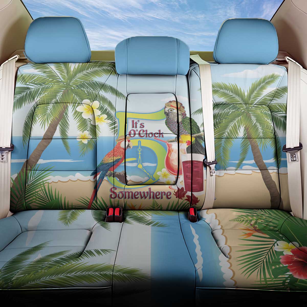 Guyana Christmas Back Car Seat Cover Macaw Red-fan Parrot Tropical Vibes - Wonder Print Shop