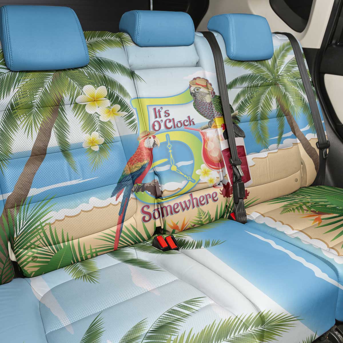 Guyana Christmas Back Car Seat Cover Macaw Red-fan Parrot Tropical Vibes - Wonder Print Shop