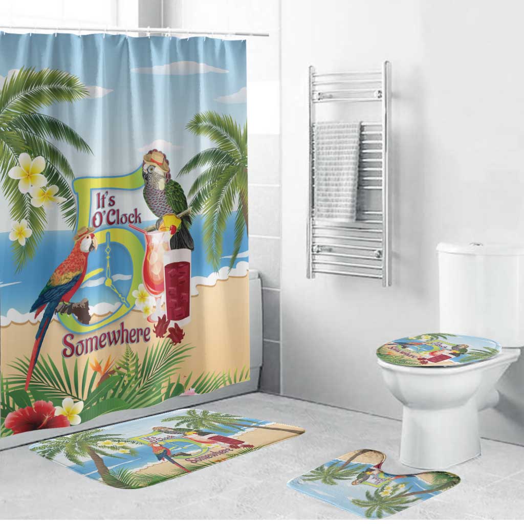Guyana Christmas Bathroom Set Macaw Red-fan Parrot Tropical Vibes - Wonder Print Shop