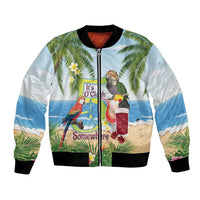 Guyana Christmas Bomber Jacket Macaw Red-fan Parrot Tropical Vibes - Wonder Print Shop