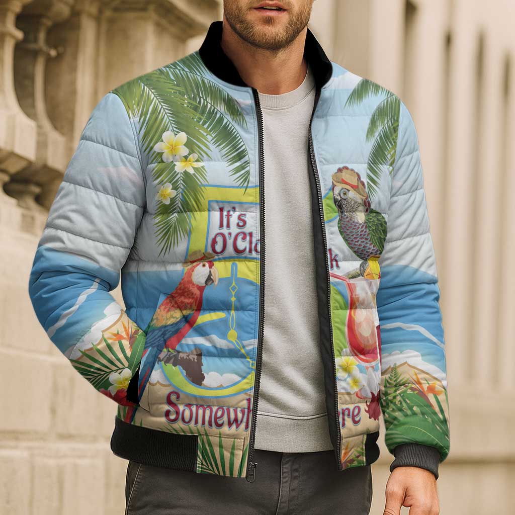 Guyana Christmas Bomber Puffer Jacket Macaw Red-fan Parrot Tropical Vibes - Wonder Print Shop