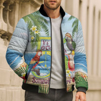 Guyana Christmas Bomber Puffer Jacket Macaw Red-fan Parrot Tropical Vibes - Wonder Print Shop