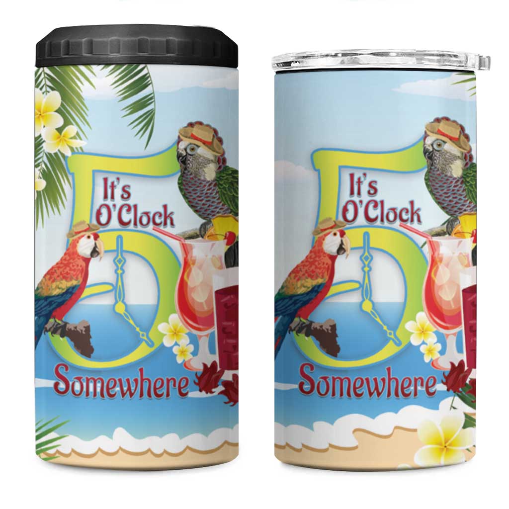 Guyana Christmas 4 in 1 Can Cooler Tumbler Macaw Red-fan Parrot Tropical Vibes - Wonder Print Shop