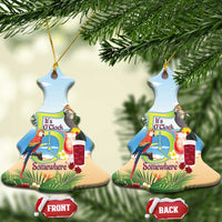 Guyana Christmas Ceramic Ornament Macaw Red-fan Parrot Tropical Vibes - Wonder Print Shop