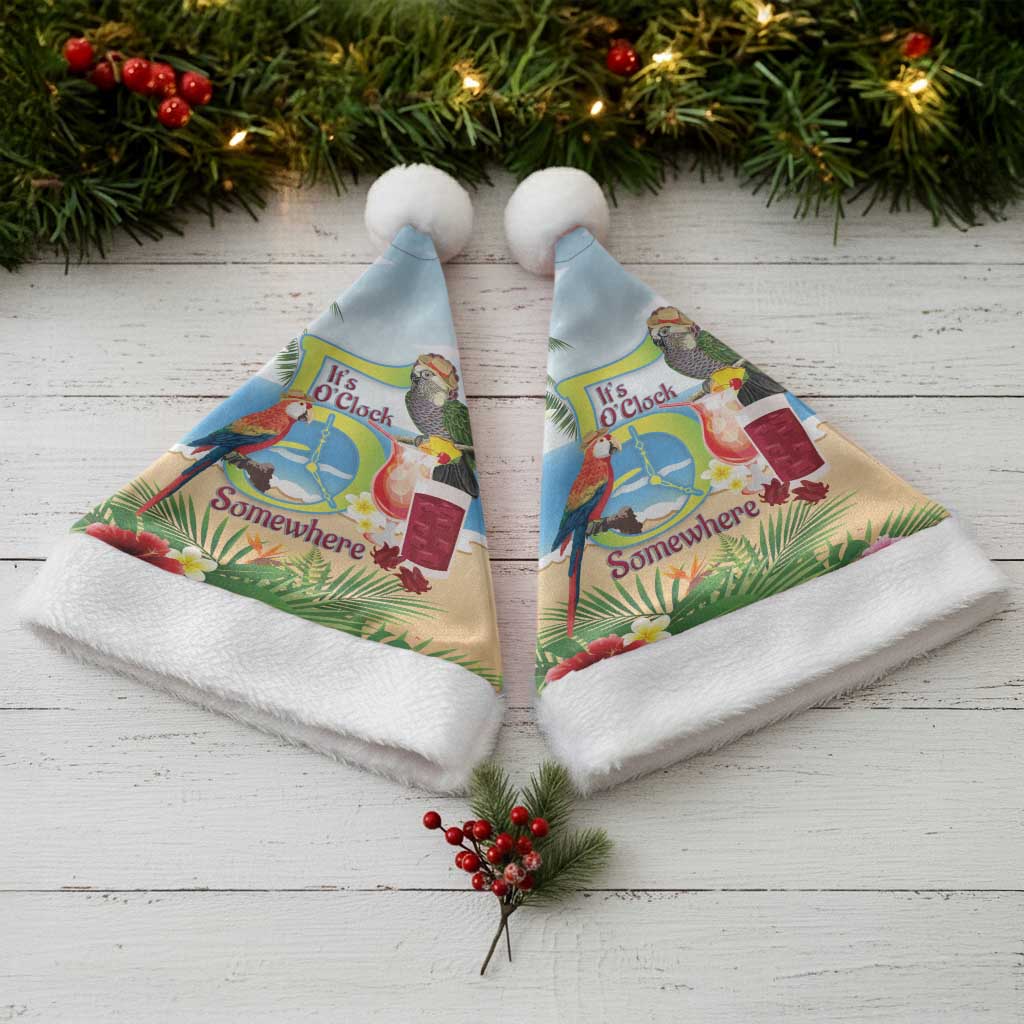 Guyana Christmas Santa Hat Macaw Red-fan Parrot Tropical Vibes - Wonder Print Shop