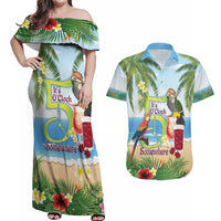 Guyana Christmas Couples Matching Off Shoulder Maxi Dress and Hawaiian Shirt Macaw Red-fan Parrot Tropical Vibes - Wonder Print Shop