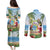 Guyana Christmas Couples Matching Puletasi and Long Sleeve Button Shirt Macaw Red-fan Parrot Tropical Vibes - Wonder Print Shop