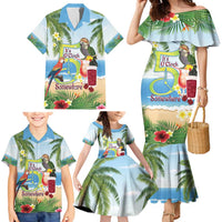 Guyana Christmas Family Matching Mermaid Dress and Hawaiian Shirt Macaw Red-fan Parrot Tropical Vibes - Wonder Print Shop