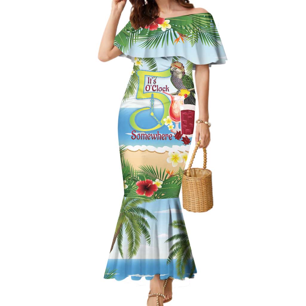 Guyana Christmas Family Matching Mermaid Dress and Hawaiian Shirt Macaw Red-fan Parrot Tropical Vibes - Wonder Print Shop