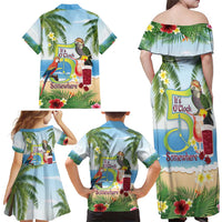 Guyana Christmas Family Matching Off Shoulder Maxi Dress and Hawaiian Shirt Macaw Red-fan Parrot Tropical Vibes - Wonder Print Shop