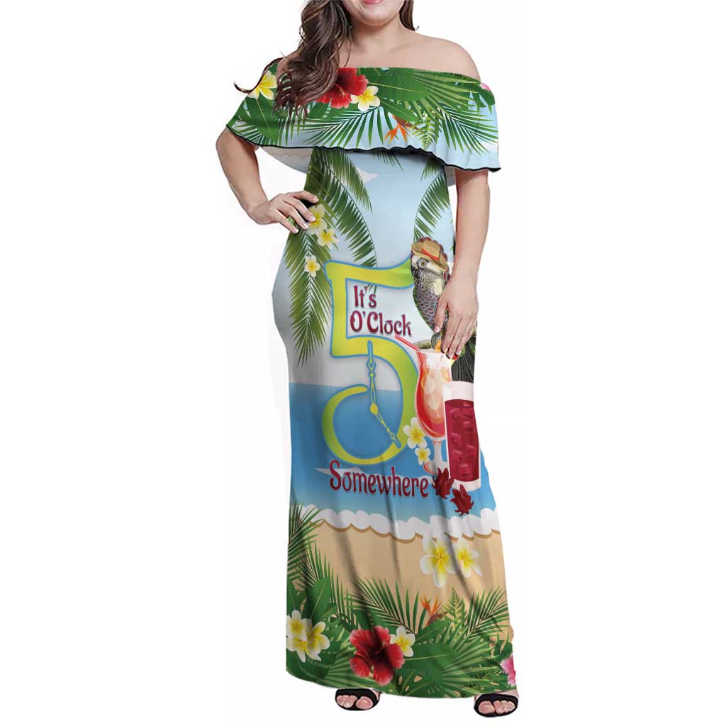 Guyana Christmas Family Matching Off Shoulder Maxi Dress and Hawaiian Shirt Macaw Red-fan Parrot Tropical Vibes - Wonder Print Shop