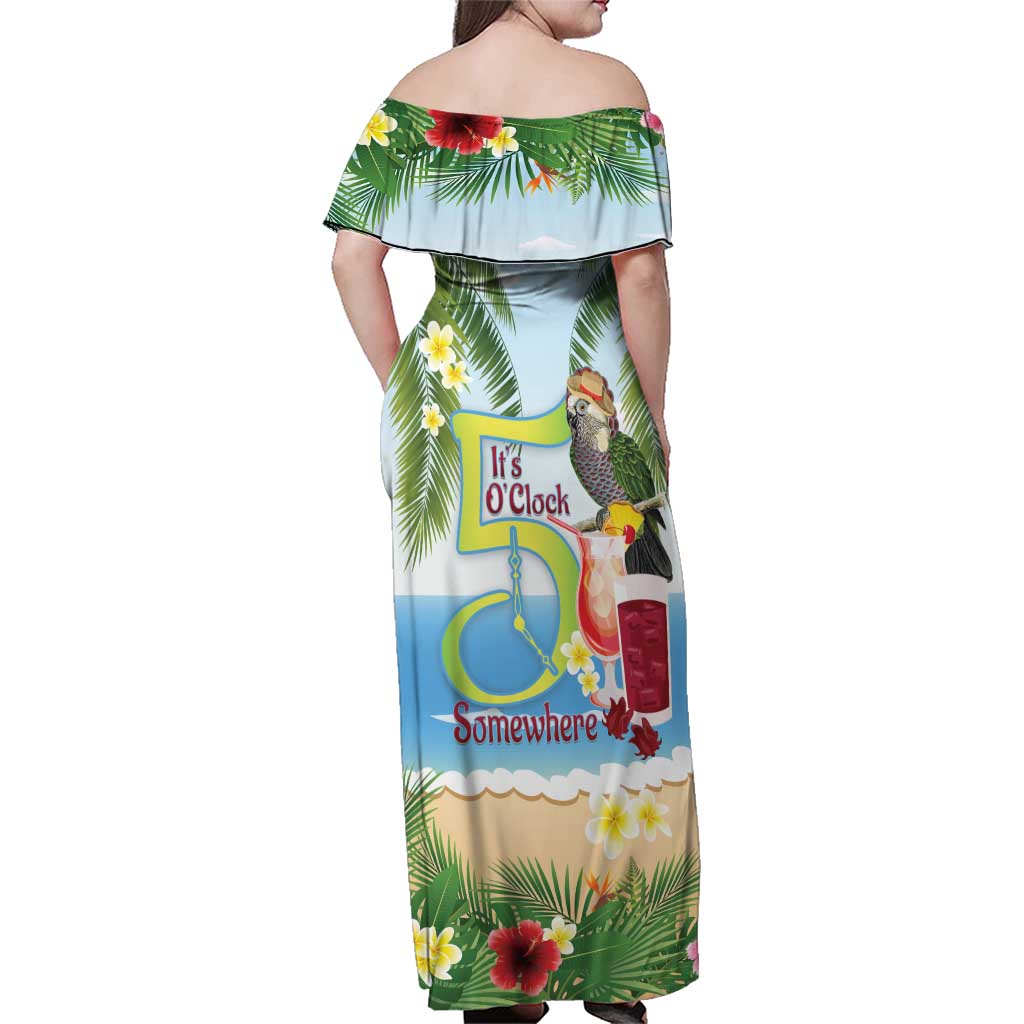Guyana Christmas Family Matching Off Shoulder Maxi Dress and Hawaiian Shirt Macaw Red-fan Parrot Tropical Vibes - Wonder Print Shop