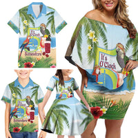 Guyana Christmas Family Matching Off Shoulder Short Dress and Hawaiian Shirt Macaw Red-fan Parrot Tropical Vibes - Wonder Print Shop