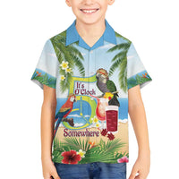 Guyana Christmas Family Matching Off Shoulder Short Dress and Hawaiian Shirt Macaw Red-fan Parrot Tropical Vibes - Wonder Print Shop