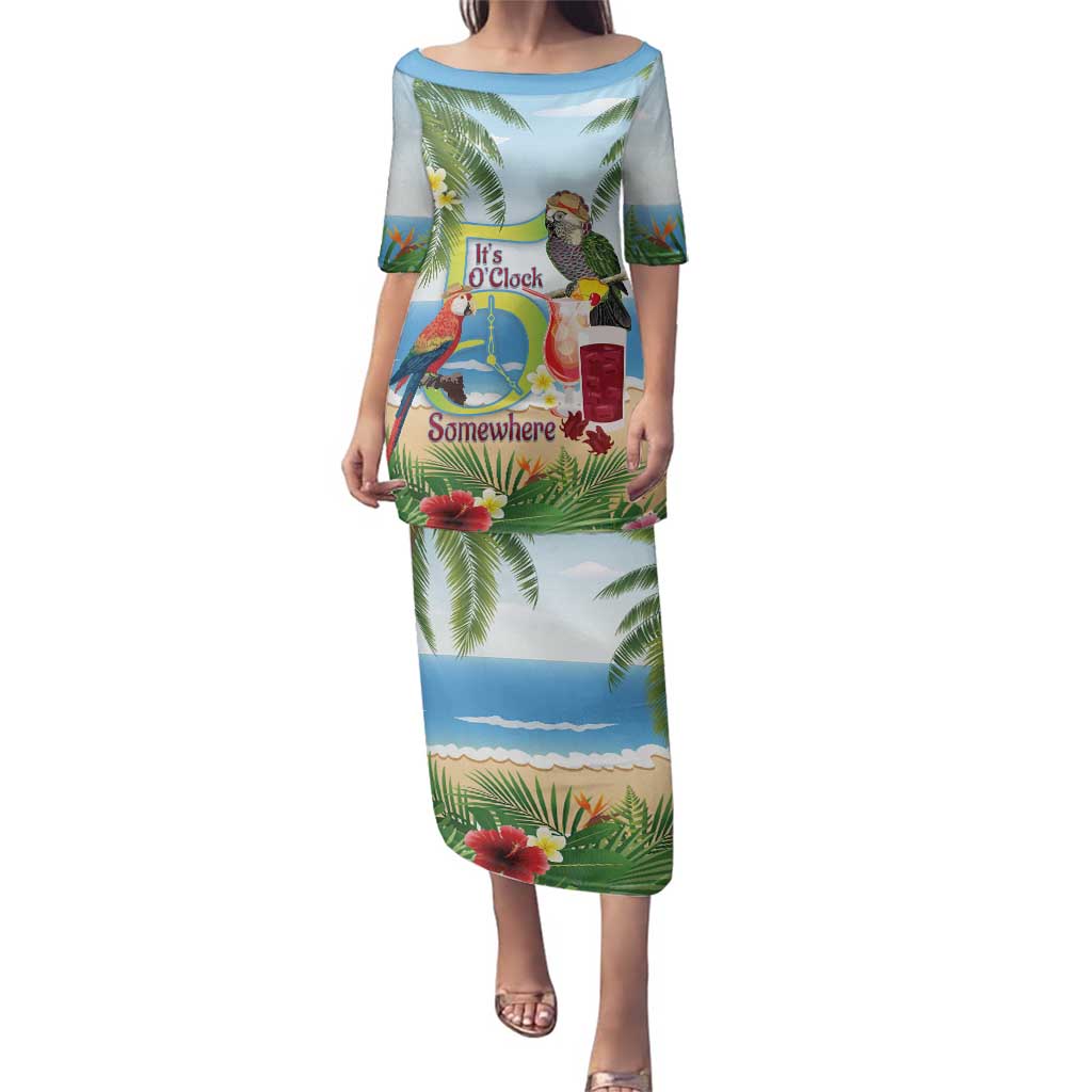 Guyana Christmas Family Matching Puletasi and Hawaiian Shirt Macaw Red-fan Parrot Tropical Vibes - Wonder Print Shop