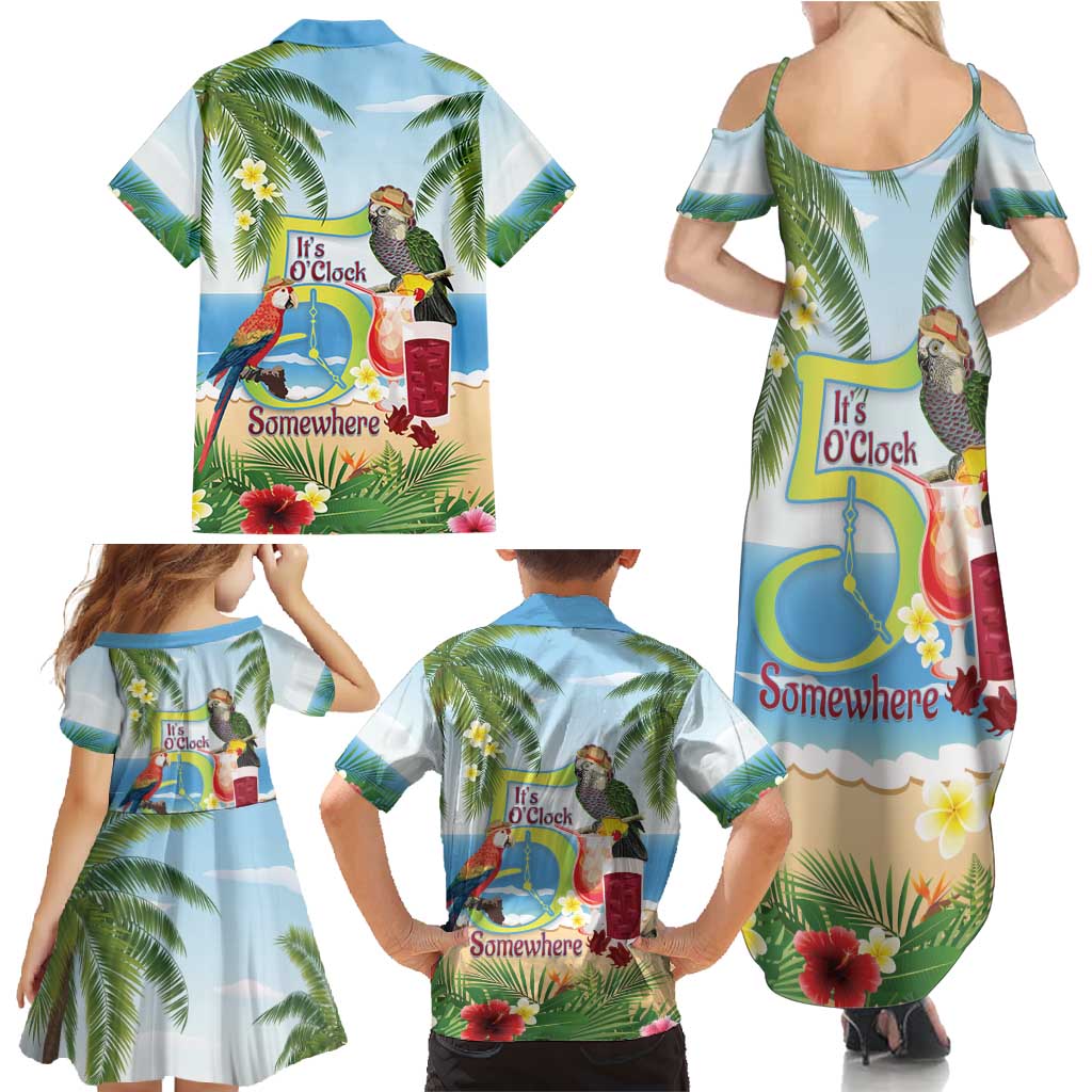Guyana Christmas Family Matching Summer Maxi Dress and Hawaiian Shirt Macaw Red-fan Parrot Tropical Vibes - Wonder Print Shop