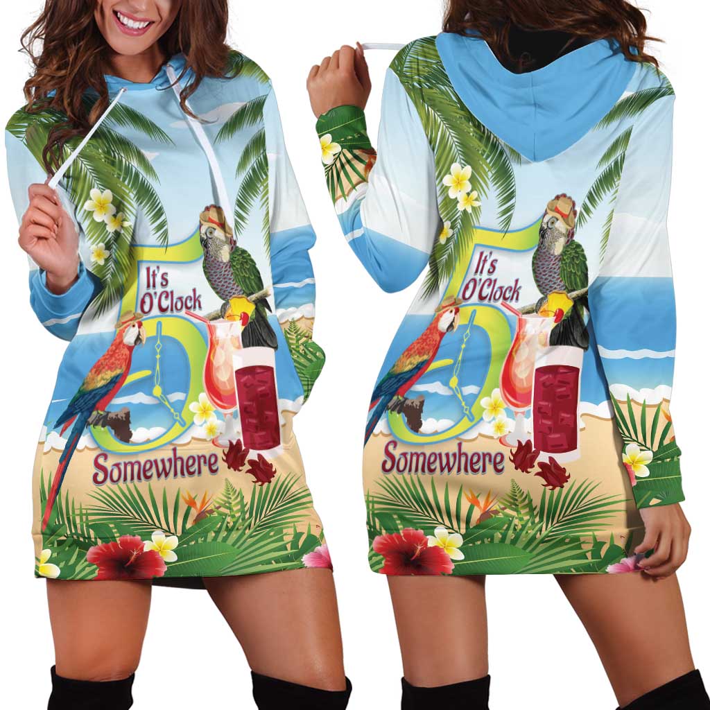 Guyana Christmas Hoodie Dress Macaw Red-fan Parrot Tropical Vibes - Wonder Print Shop