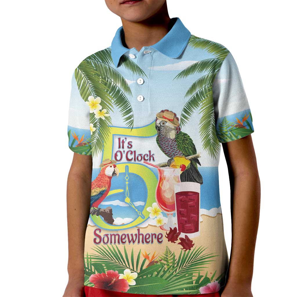 Guyana Christmas Kid Polo Shirt Macaw Red-fan Parrot Tropical Vibes - Wonder Print Shop