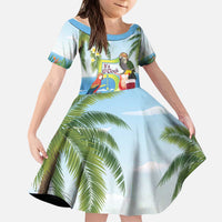 Guyana Christmas Kid Short Sleeve Dress Macaw Red-fan Parrot Tropical Vibes - Wonder Print Shop