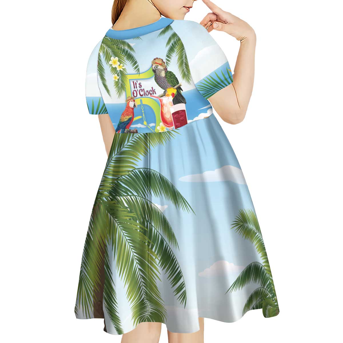 Guyana Christmas Kid Short Sleeve Dress Macaw Red-fan Parrot Tropical Vibes - Wonder Print Shop