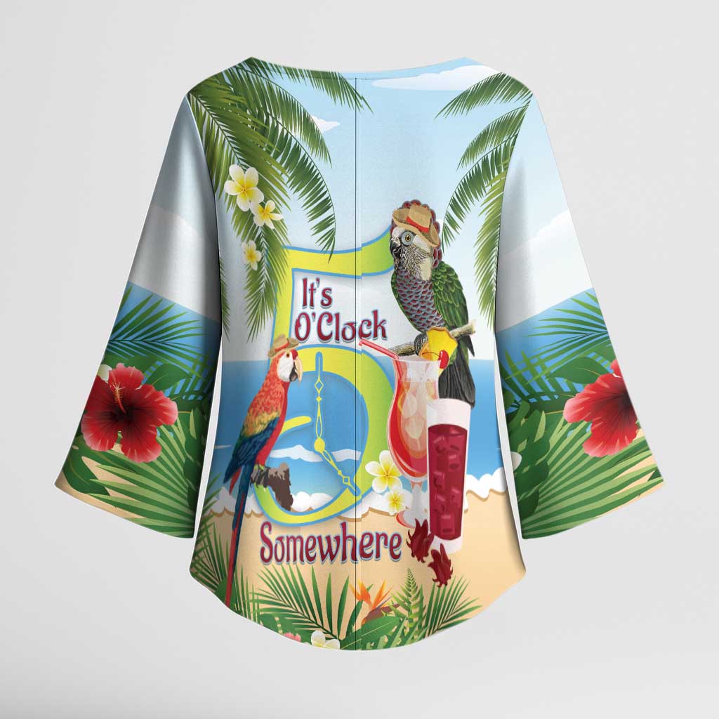 Guyana Christmas Kimono Sleeve Blouse Macaw Red-fan Parrot Tropical Vibes - Wonder Print Shop