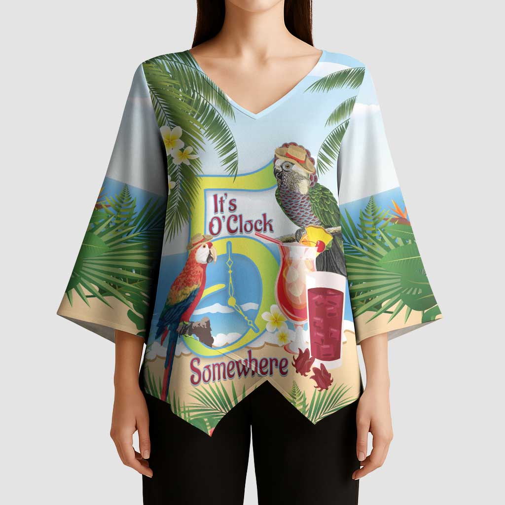 Guyana Christmas Kimono Sleeve Blouse Macaw Red-fan Parrot Tropical Vibes - Wonder Print Shop