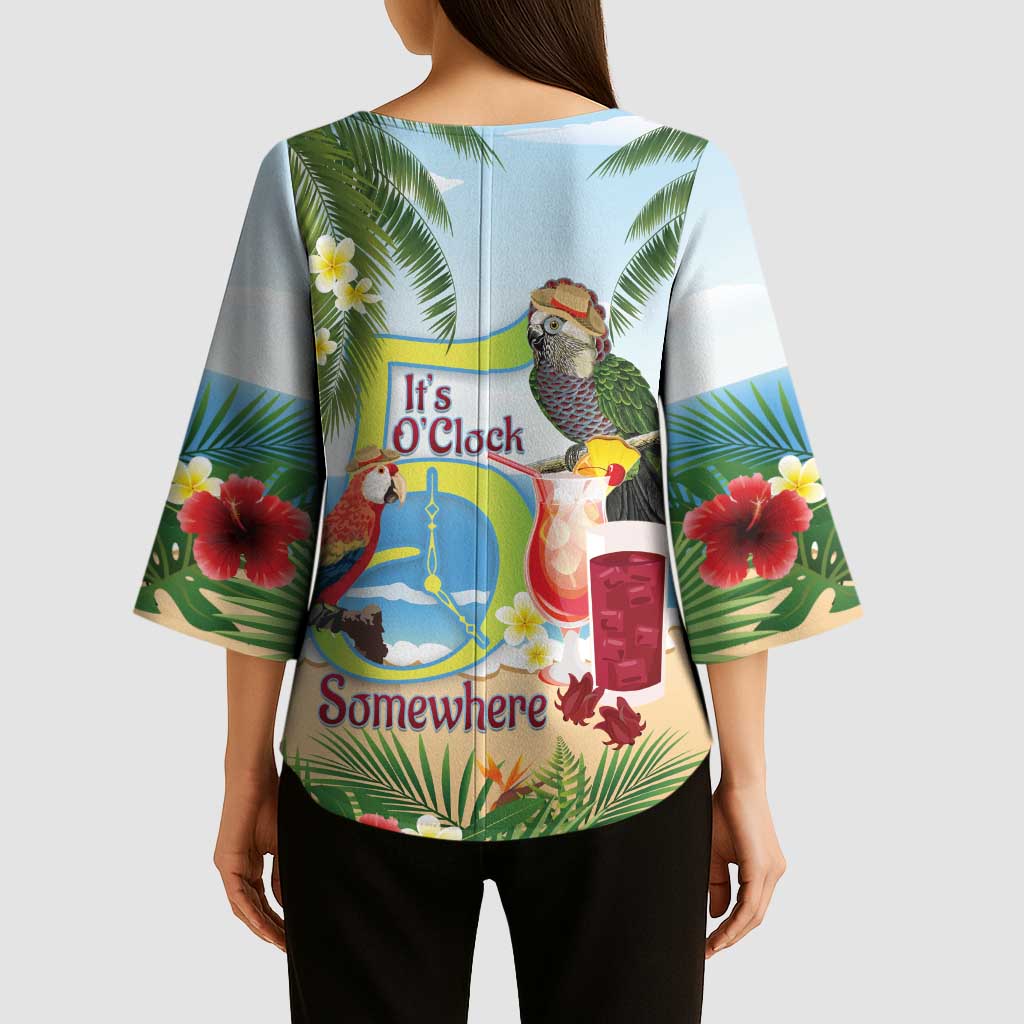 Guyana Christmas Kimono Sleeve Blouse Macaw Red-fan Parrot Tropical Vibes - Wonder Print Shop