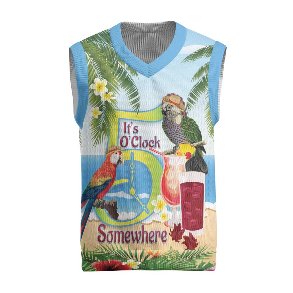 Guyana Christmas Knitted V-Neck Vest Macaw Red-fan Parrot Tropical Vibes - Wonder Print Shop
